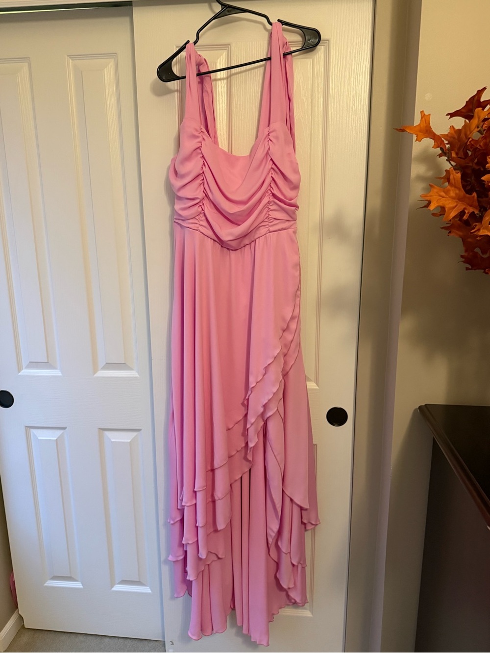 Mumu Barbie: Pink Draped Ruffle Maxi Dress